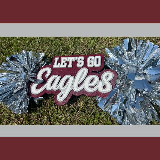 Custom Let’s Go Team Cheer Pom Sign