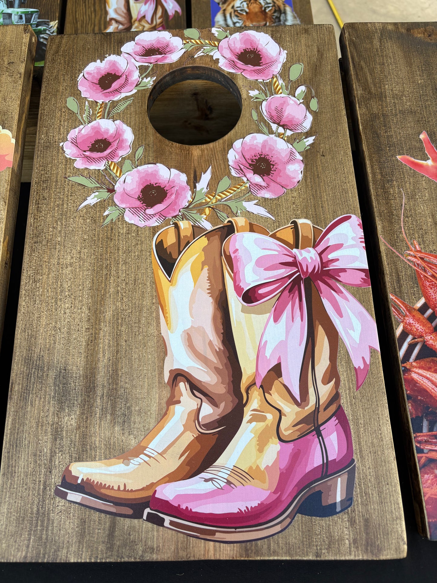 Table Top Large Custom Print Rustic Corn Hole with Personalization