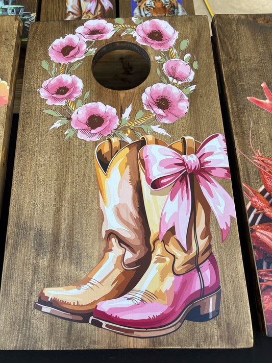 Table Top Large Custom Print Rustic Corn Hole with Personalization